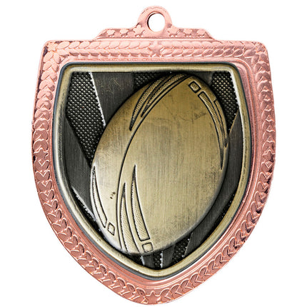 Shield Medal - Rugby Ball 80mm