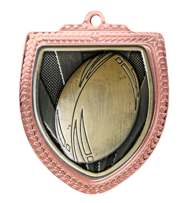 Shield Medal - Rugby Ball 80mm