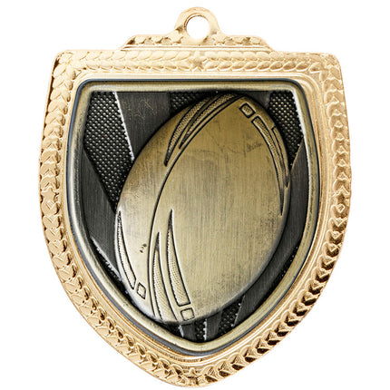 Shield Medal - Rugby Ball 80mm