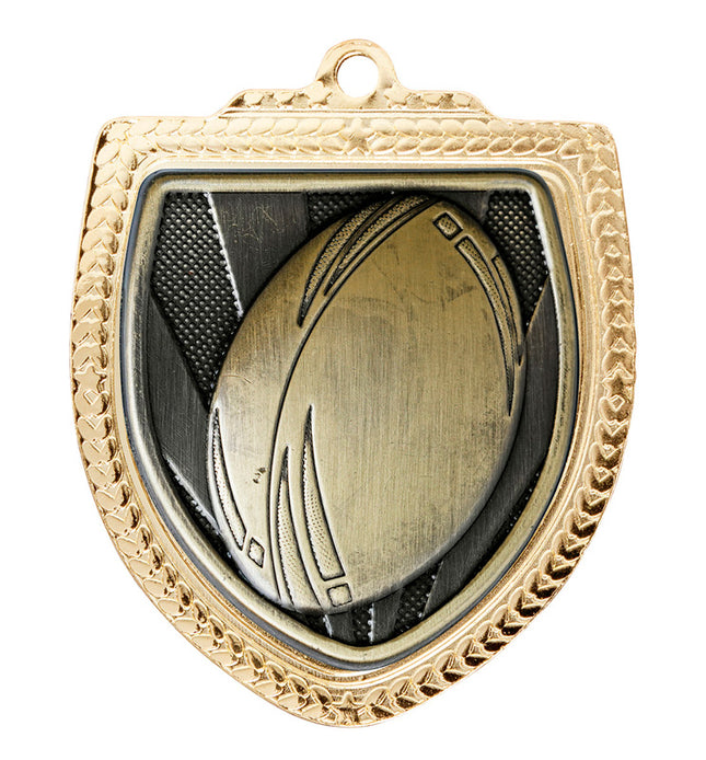 Shield Medal - Rugby Ball 80mm