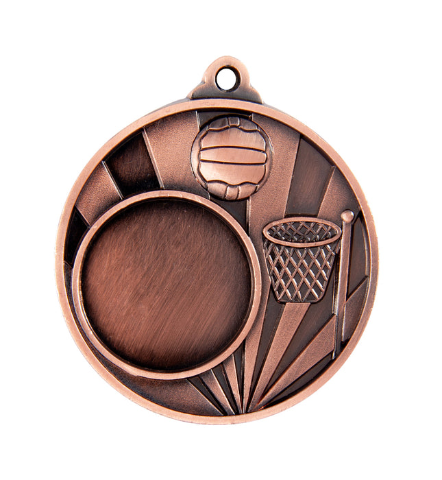Sunrise Medal-Netball + 25mm insert 50mm
